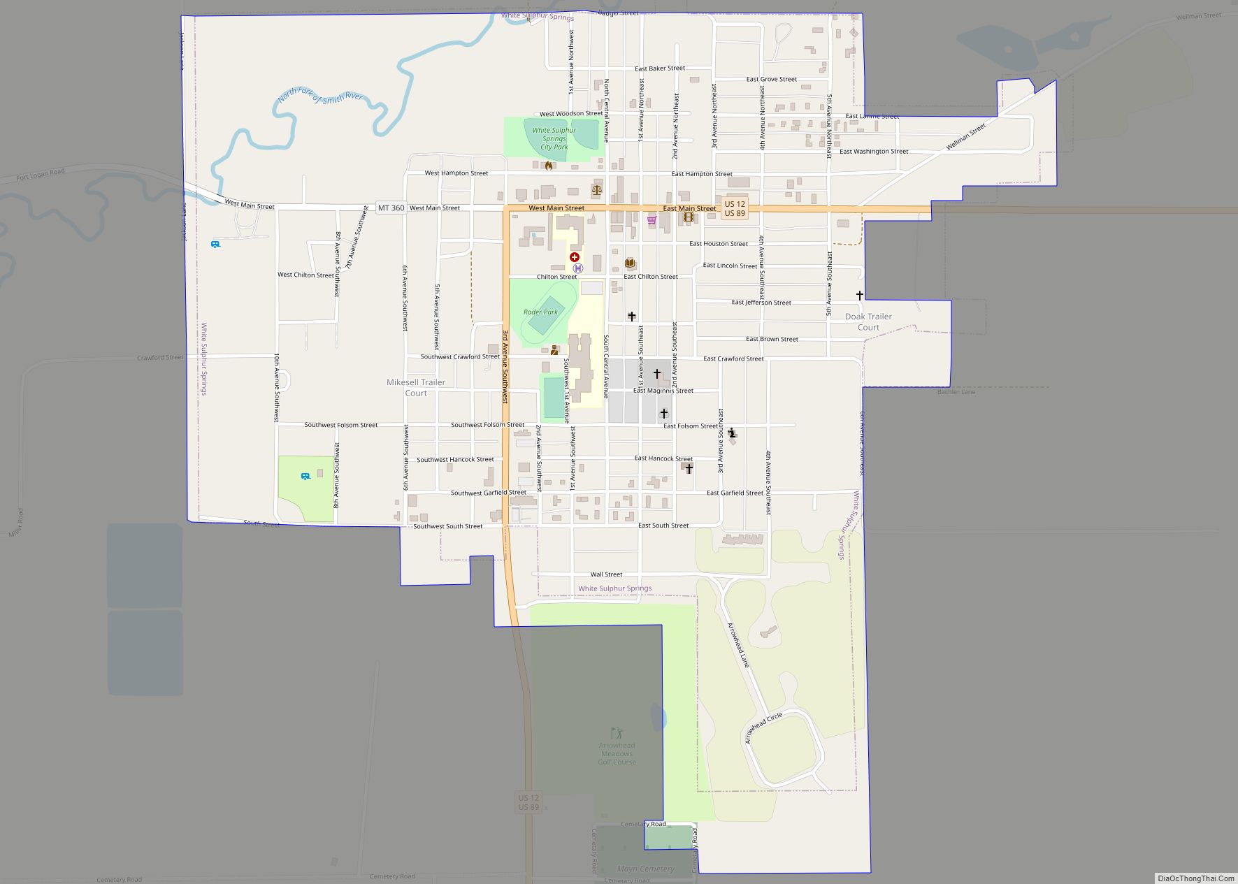 Map of White Sulphur Springs city, Montana