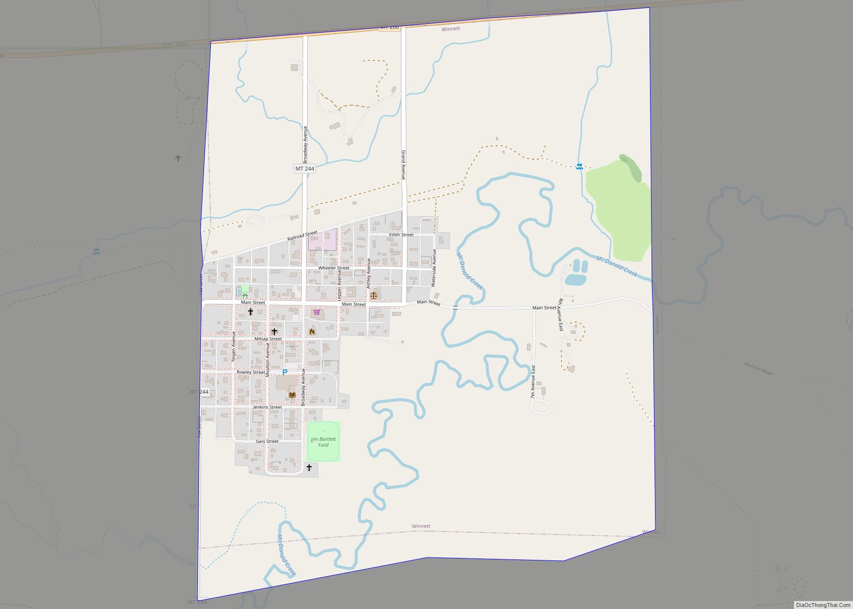 Map of Winnett town