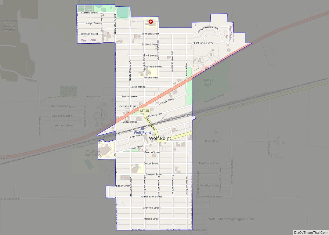 Map of Wolf Point city
