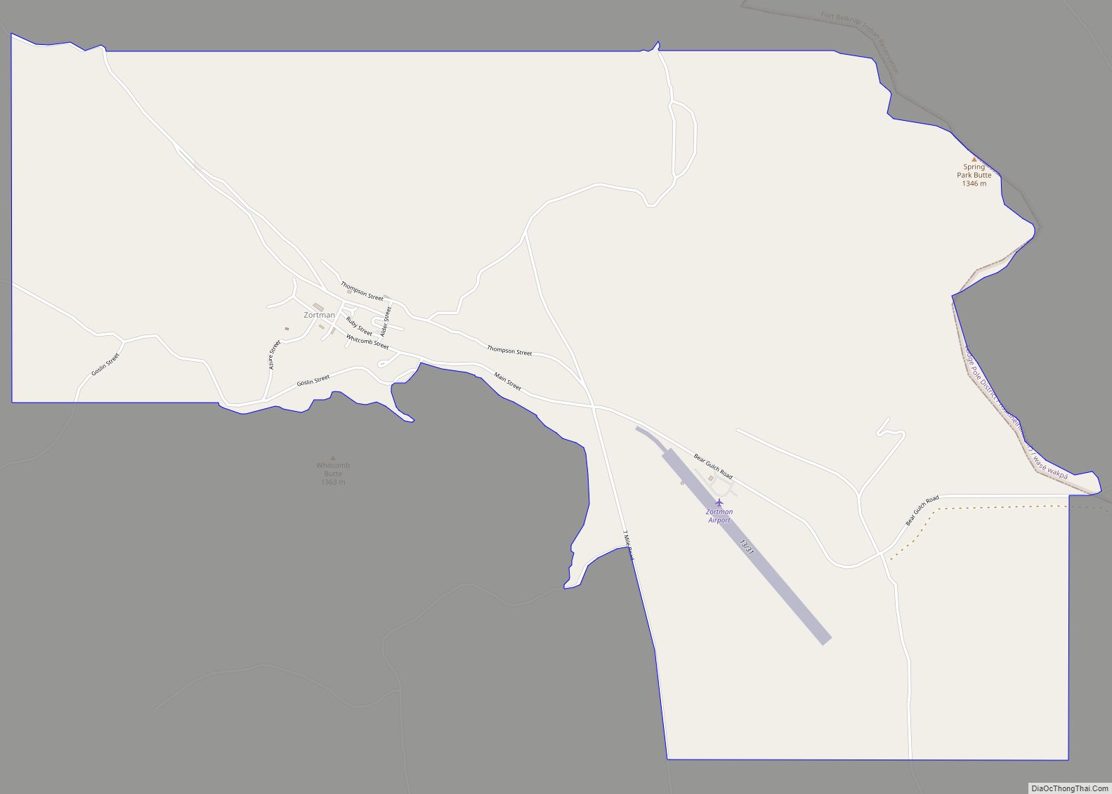 Map of Zortman CDP