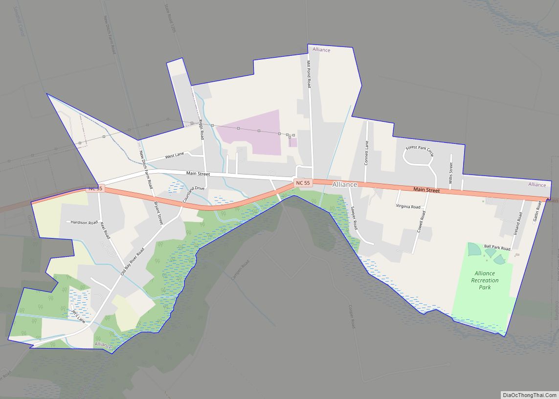 Map of Alliance town, North Carolina