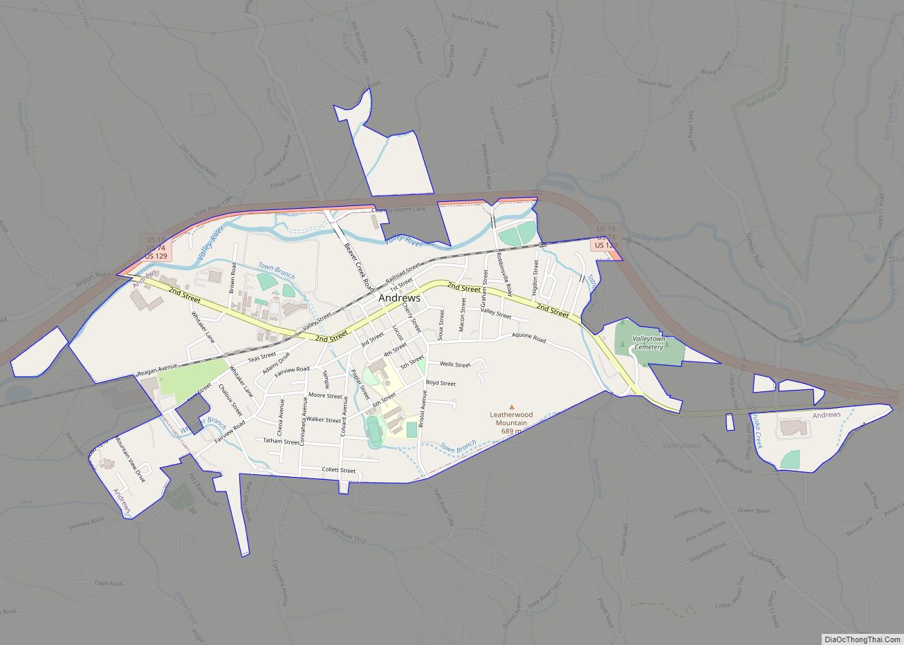 Map of Andrews town, North Carolina