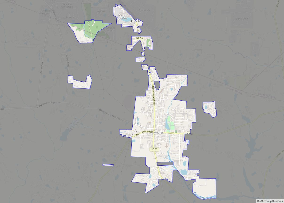 Map of Angier town