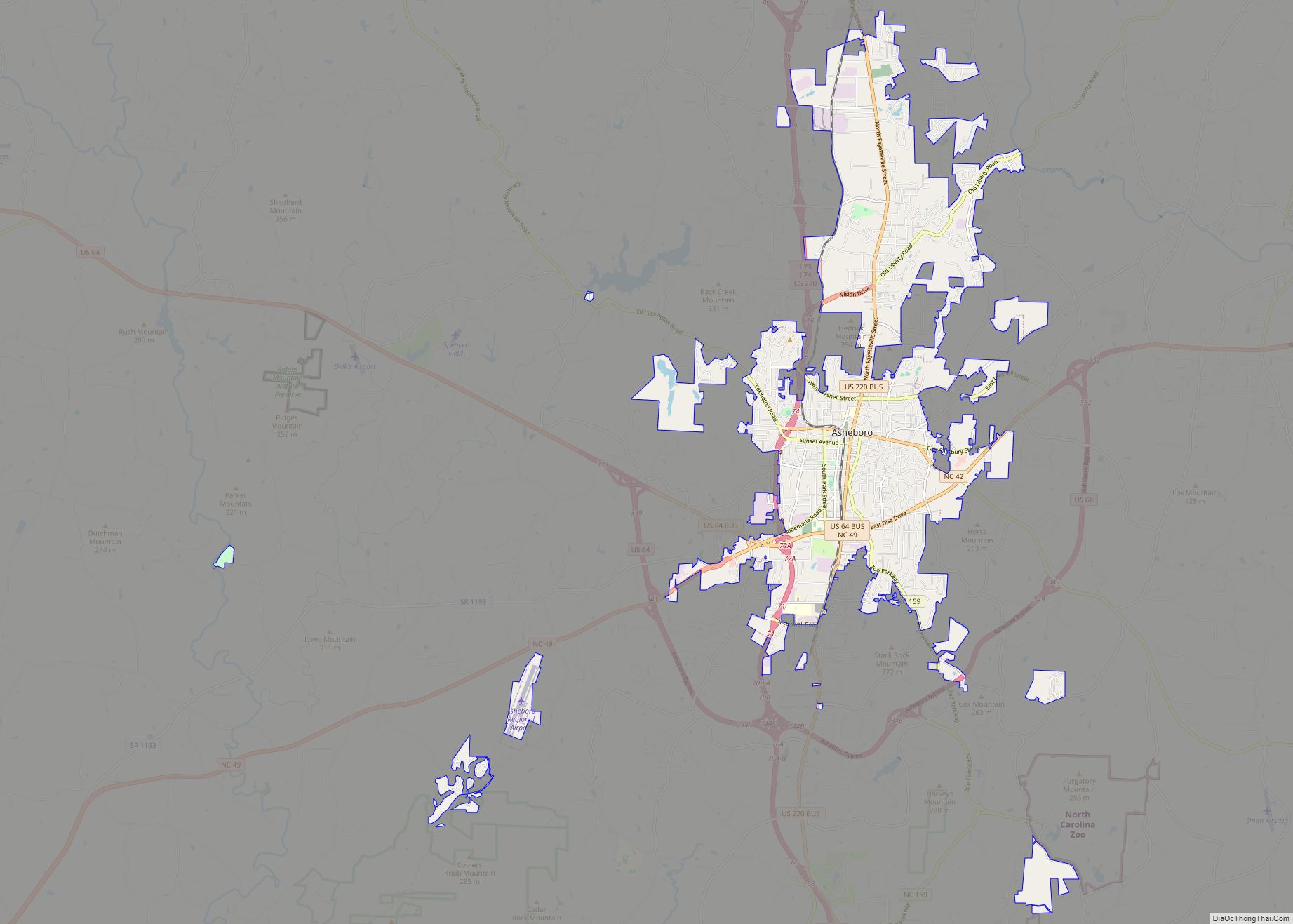 Map of Asheboro city