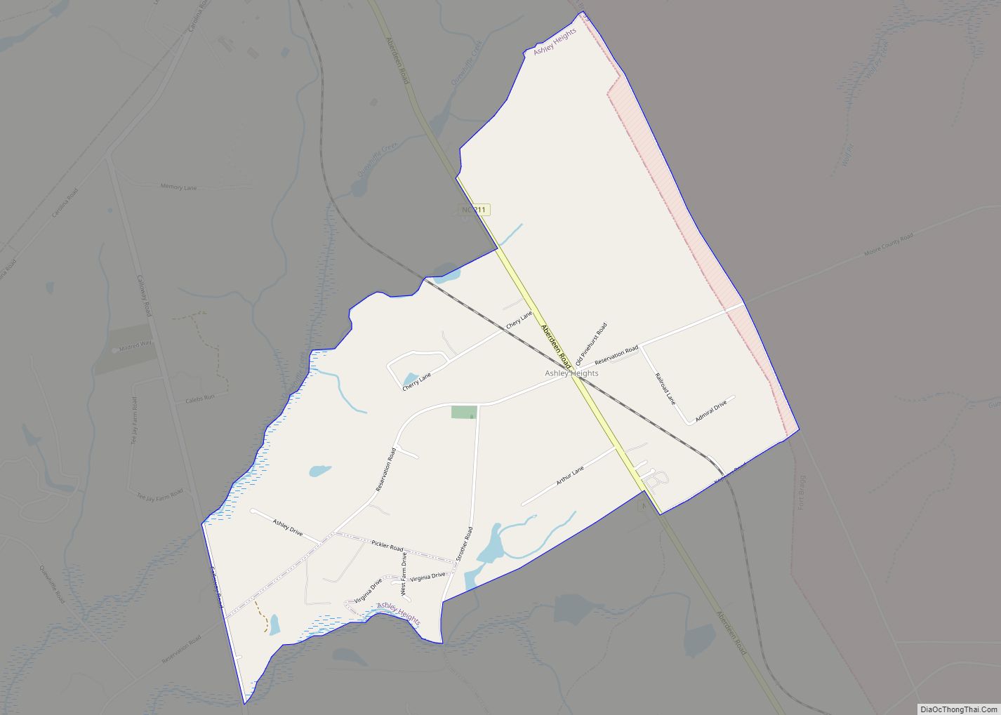 Map of Ashley Heights CDP