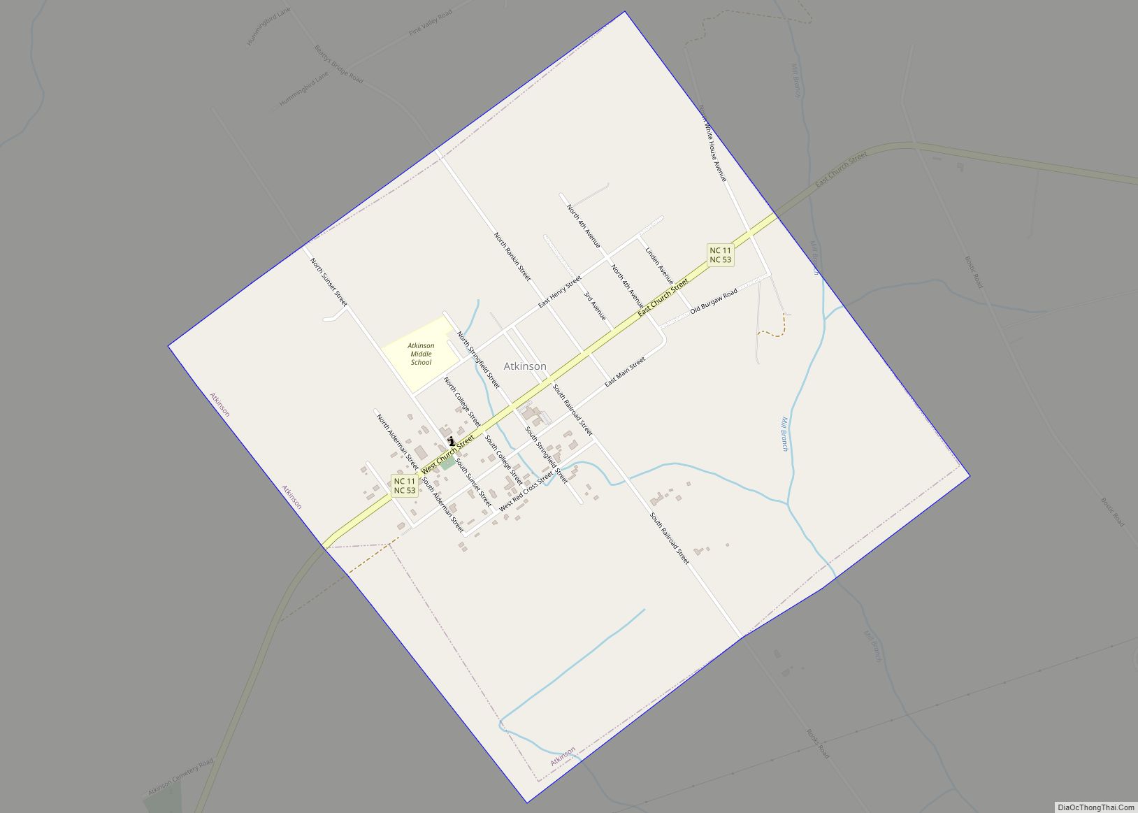 Map of Atkinson town, North Carolina