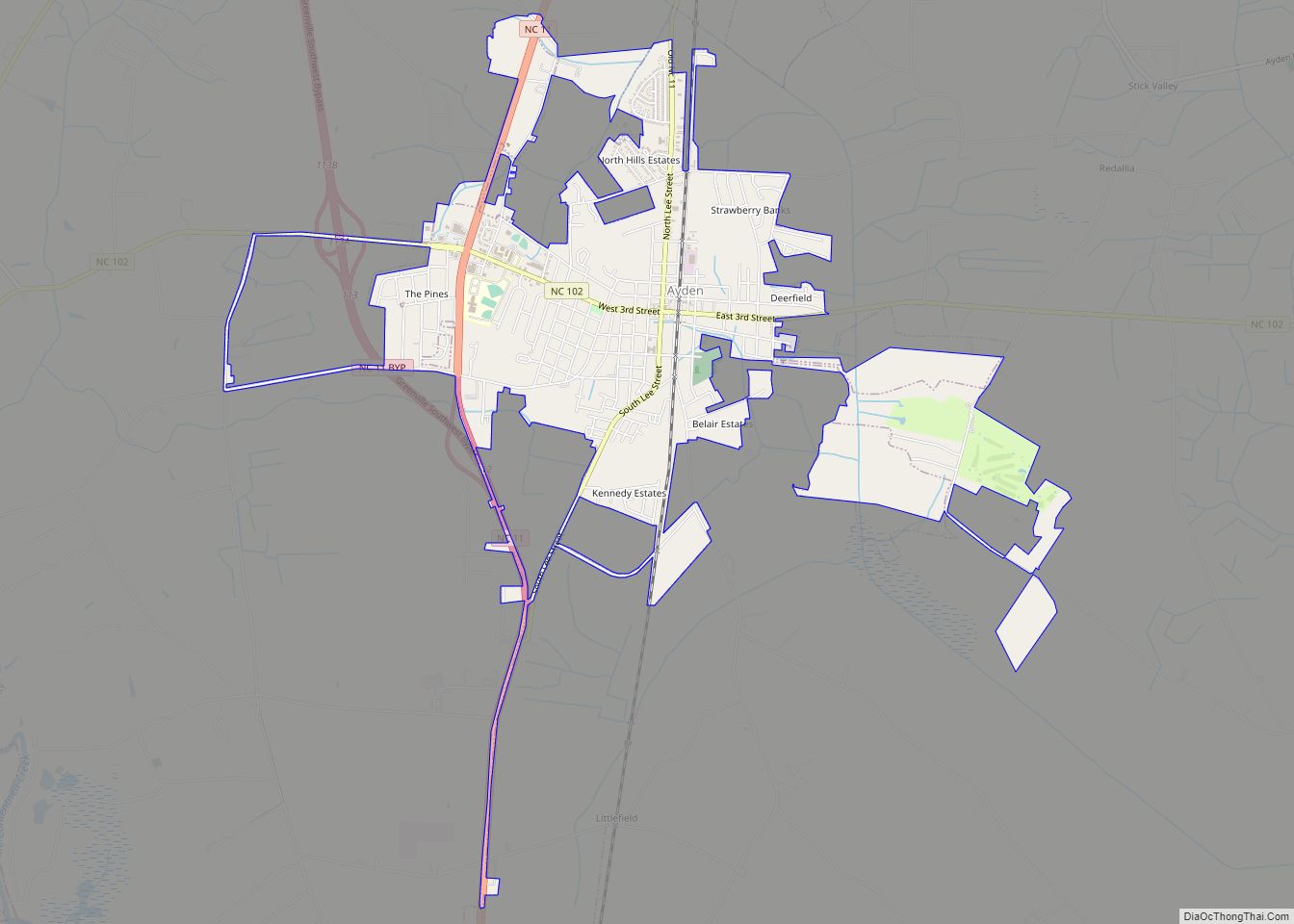Map of Ayden town