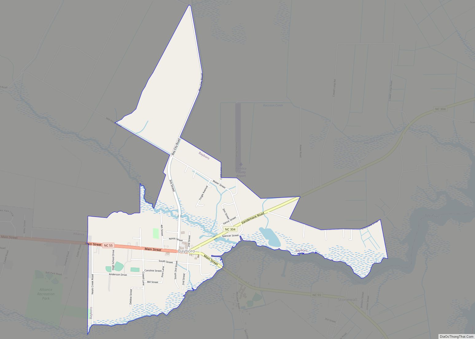 Map of Bayboro town