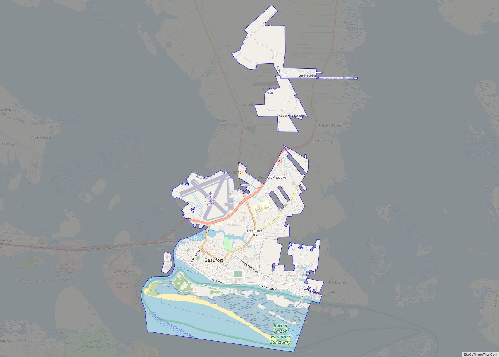 Map of Beaufort town, North Carolina