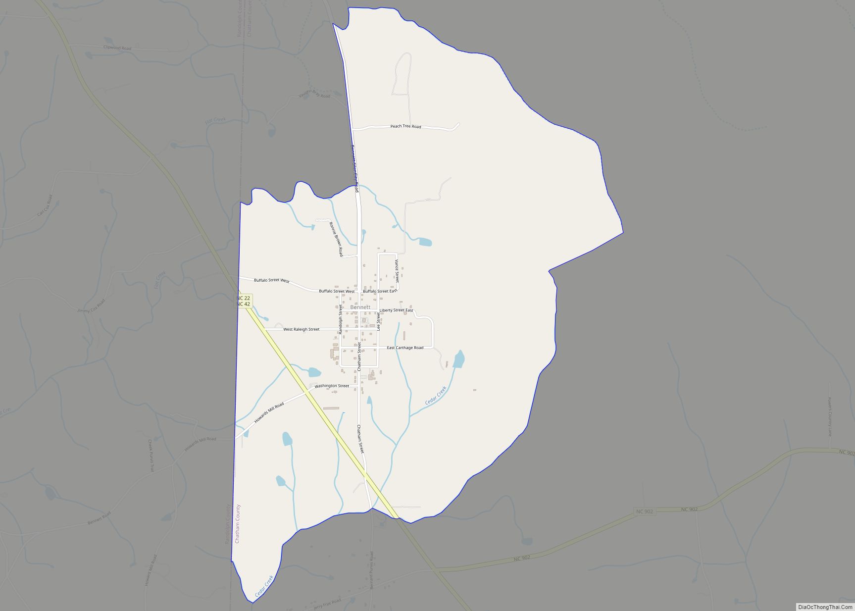 Map of Bennett CDP, North Carolina