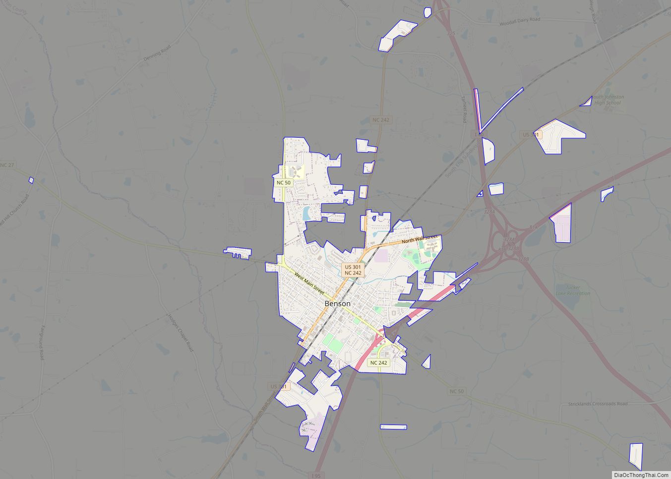 Map of Benson town, North Carolina
