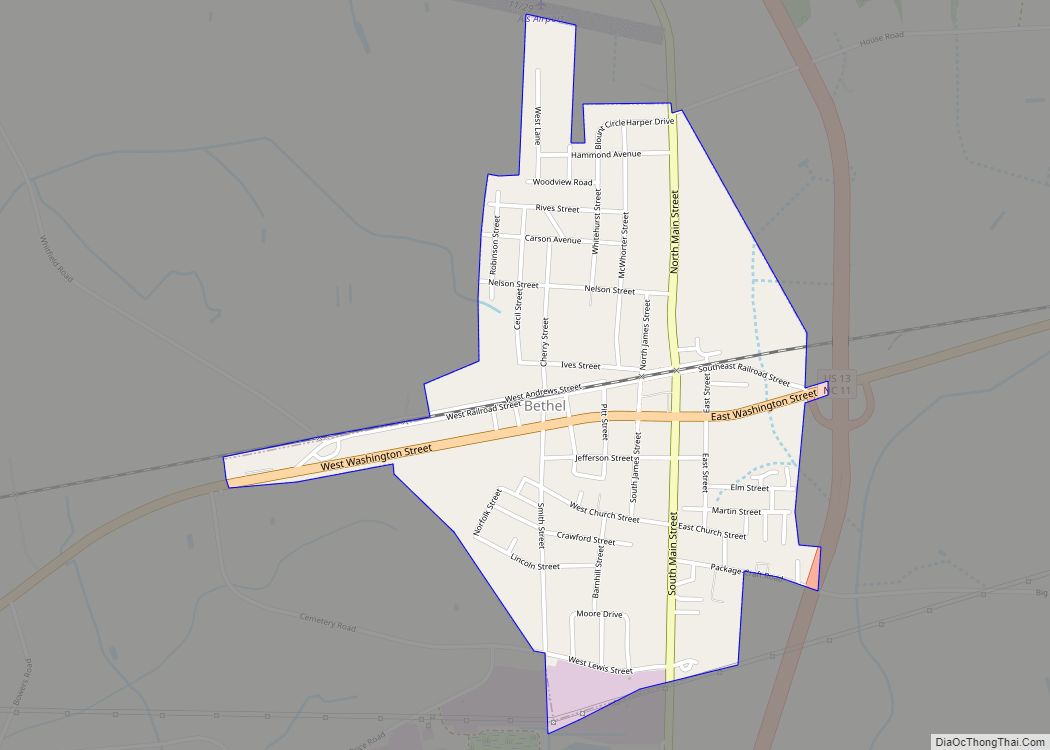 Map of Bethel town, North Carolina