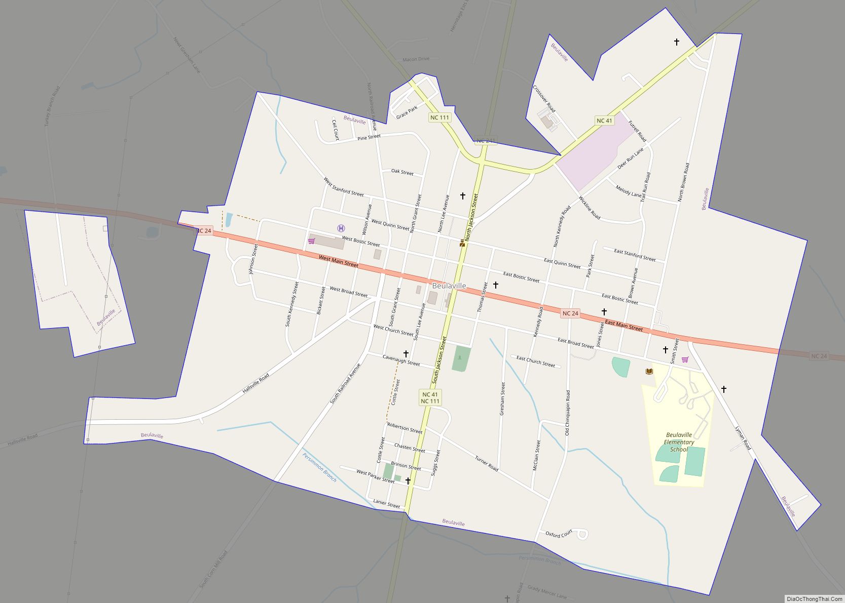 Map of Beulaville town