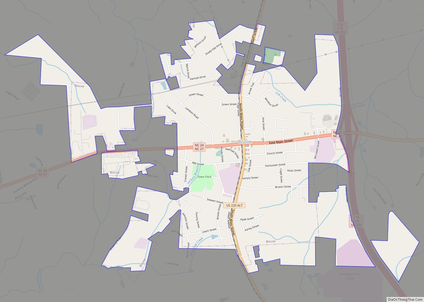 Map of Biscoe town