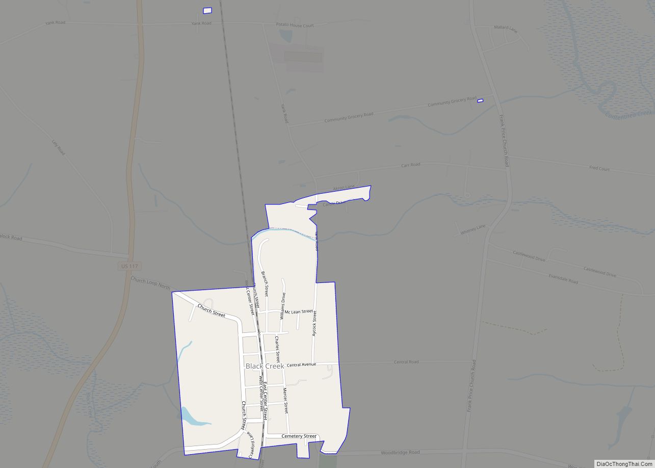 Map of Black Creek town, North Carolina