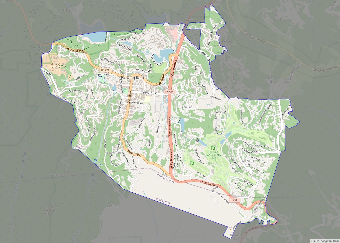 Map of Blowing Rock town