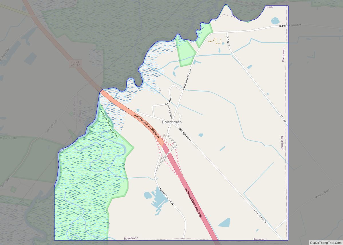 Map of Boardman town, North Carolina