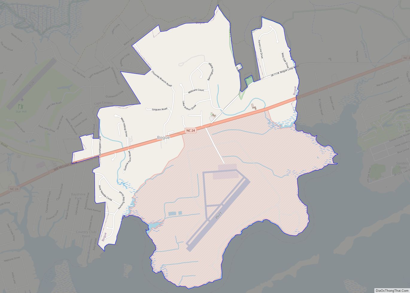 Map of Bogue town, North Carolina