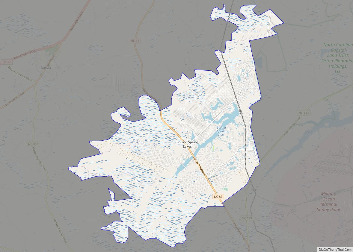 Map of Boiling Spring Lakes city