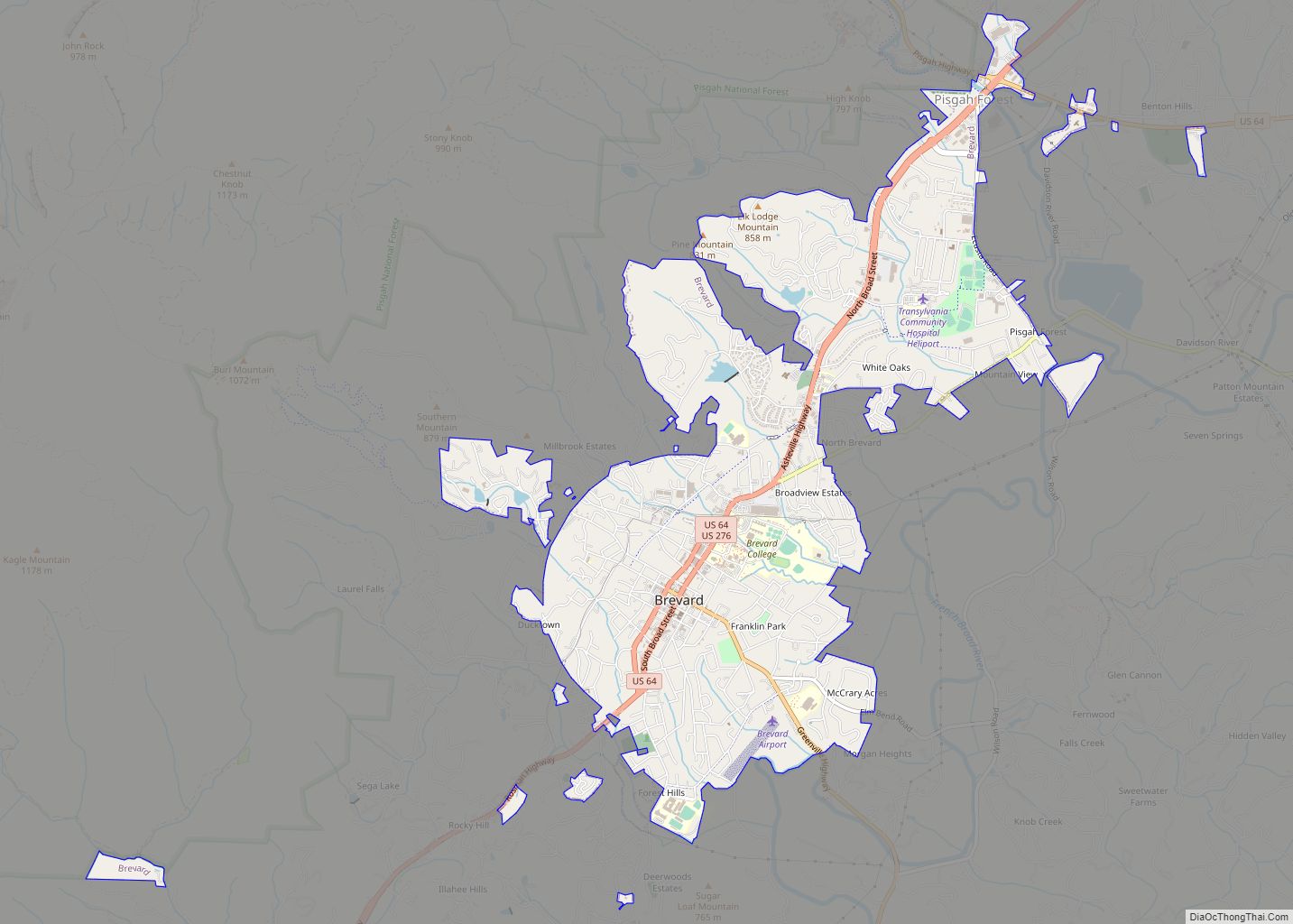 Map of Brevard city