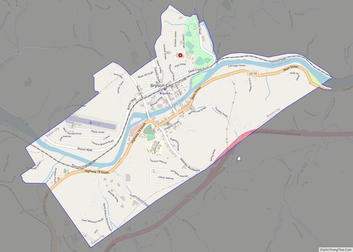 Map of Bryson City town