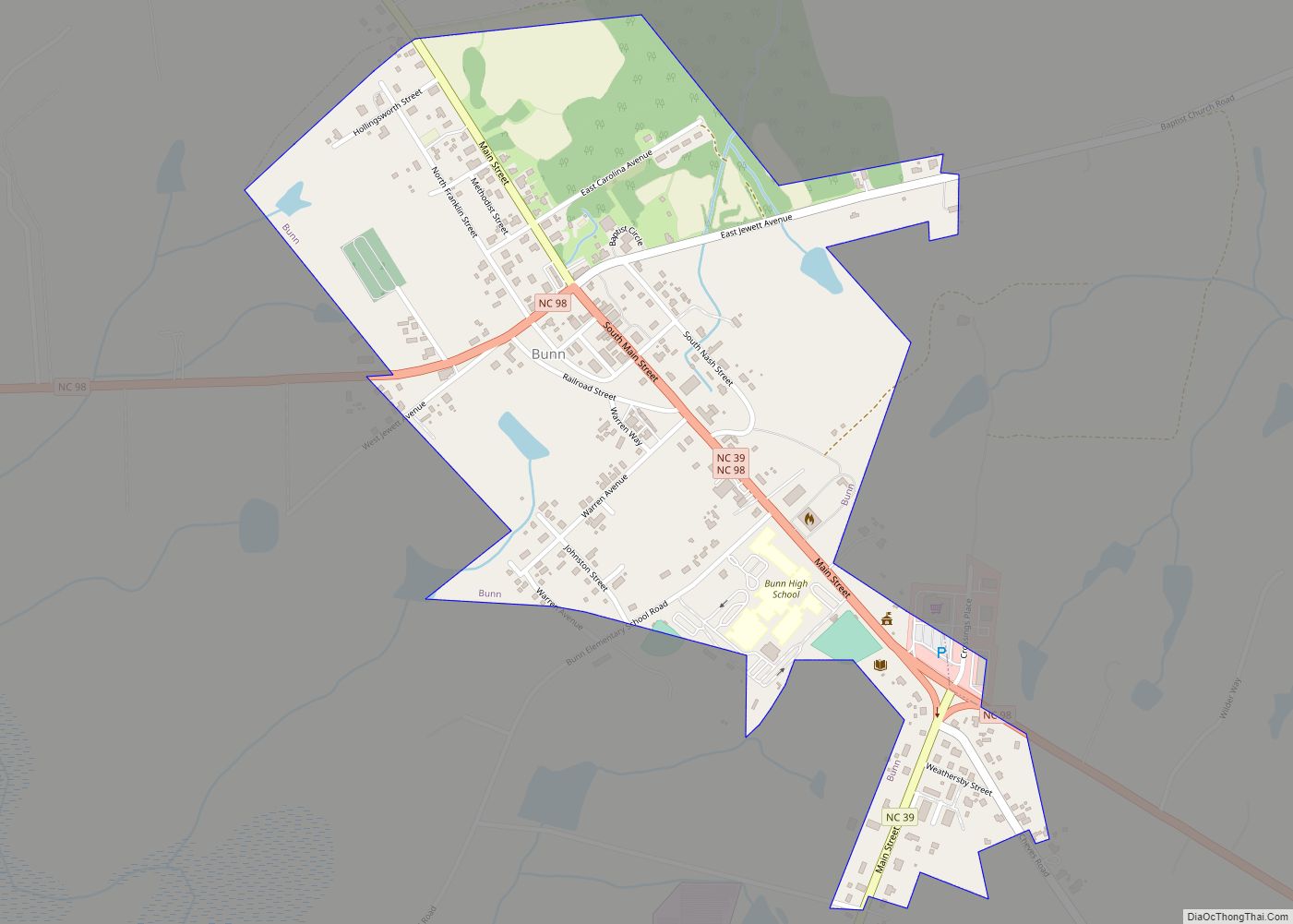 Map of Bunn town