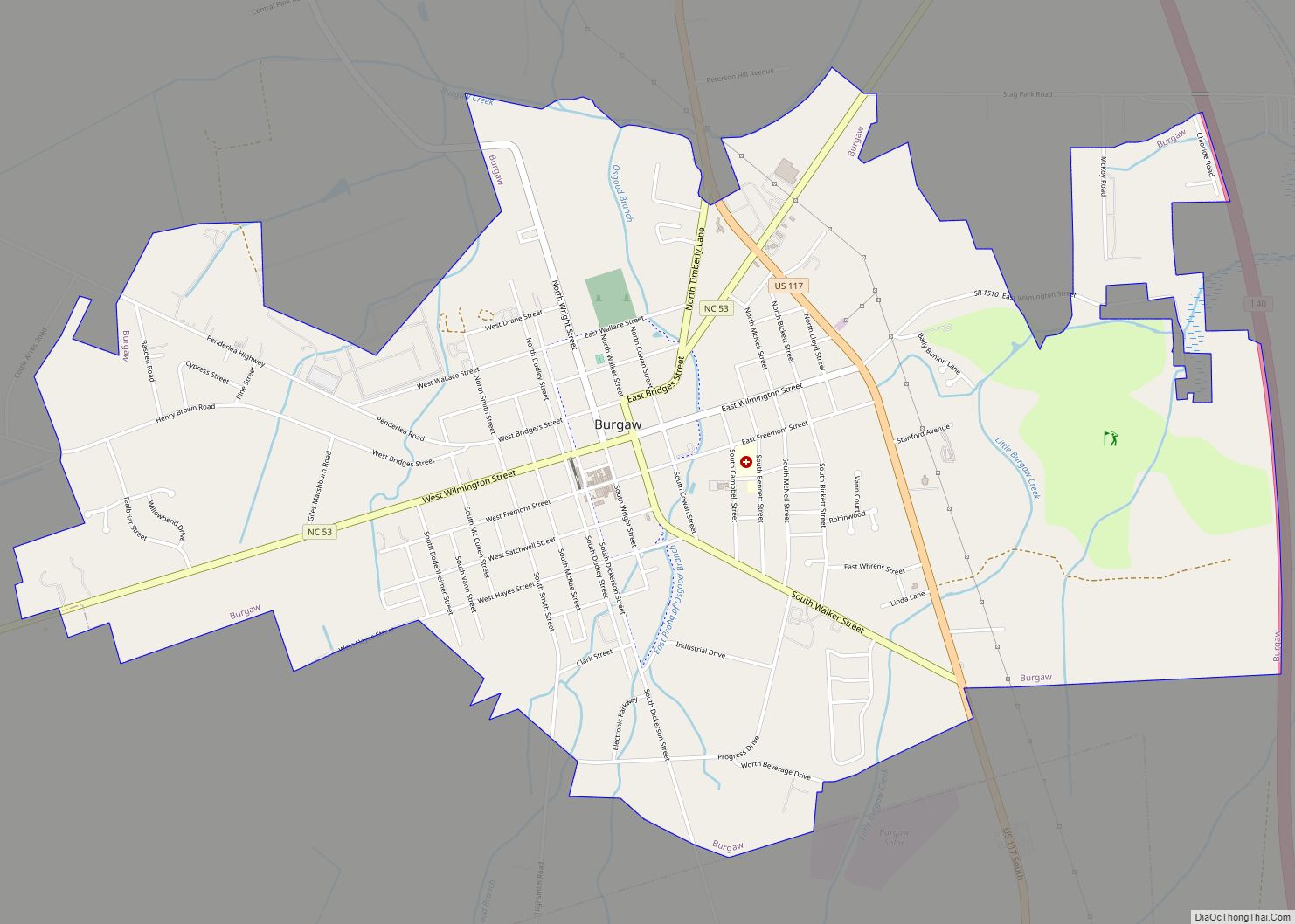 Map of Burgaw town
