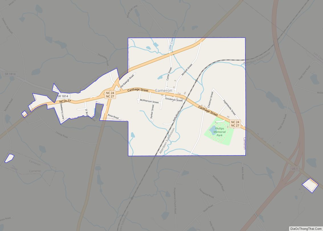 Map of Cameron town, North Carolina