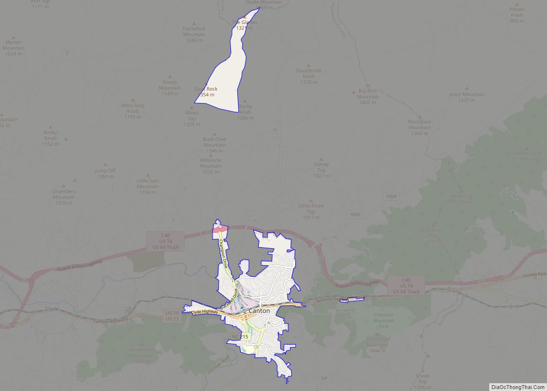 Map of Canton town, North Carolina