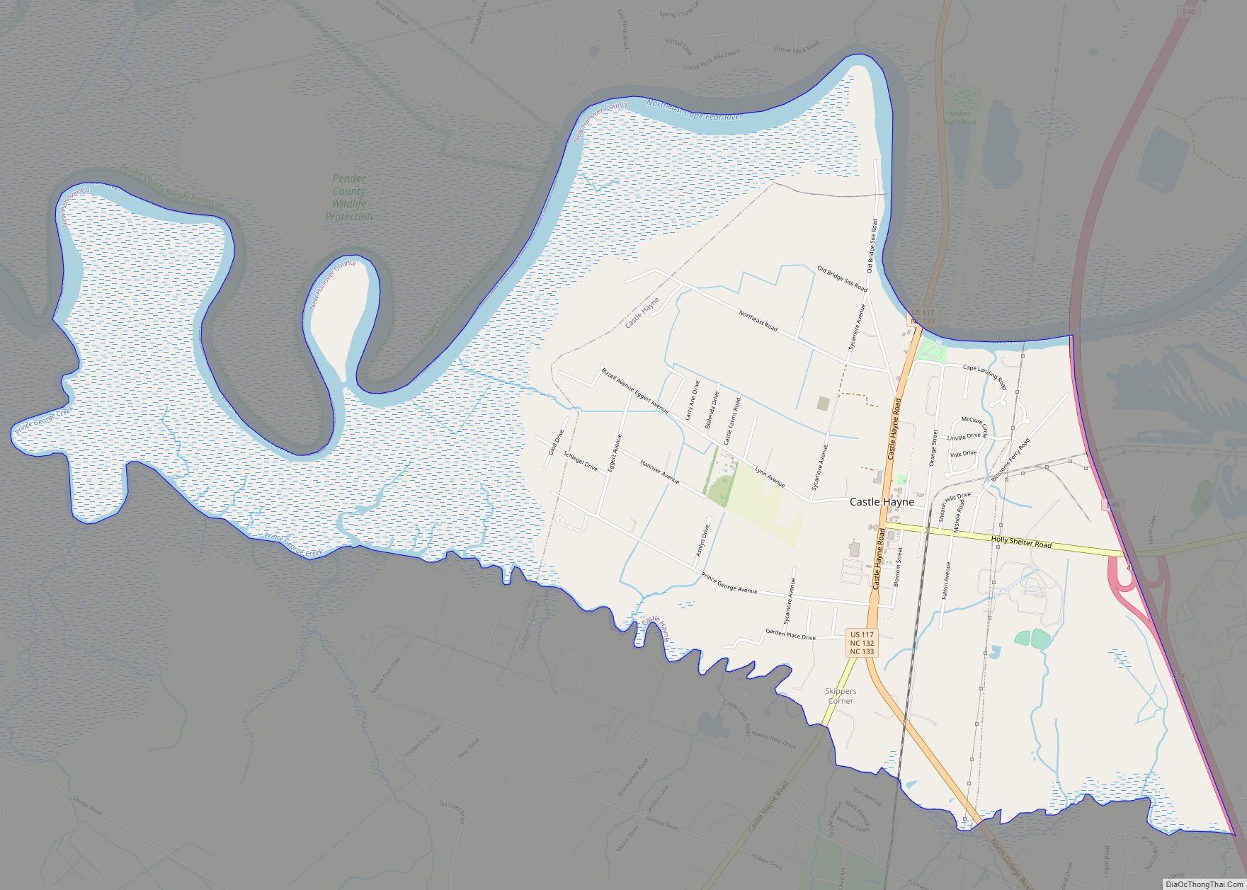 Map of Castle Hayne CDP