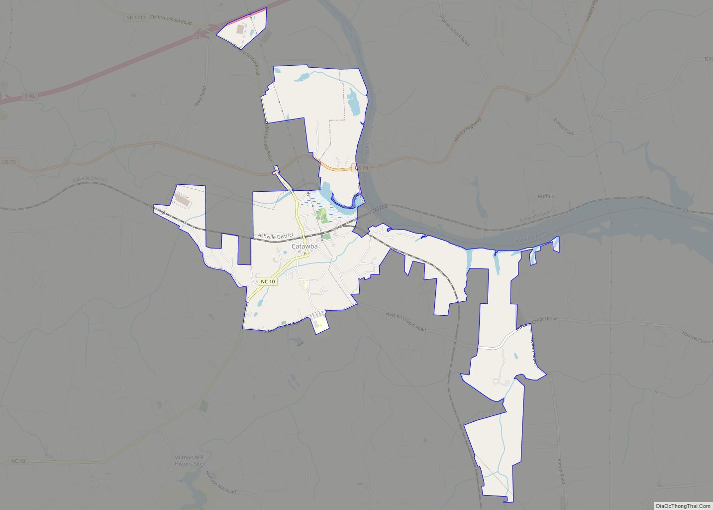 Map of Catawba town, North Carolina