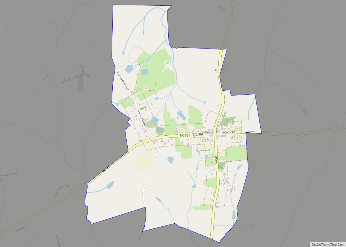 Map of Centerville CDP, North Carolina