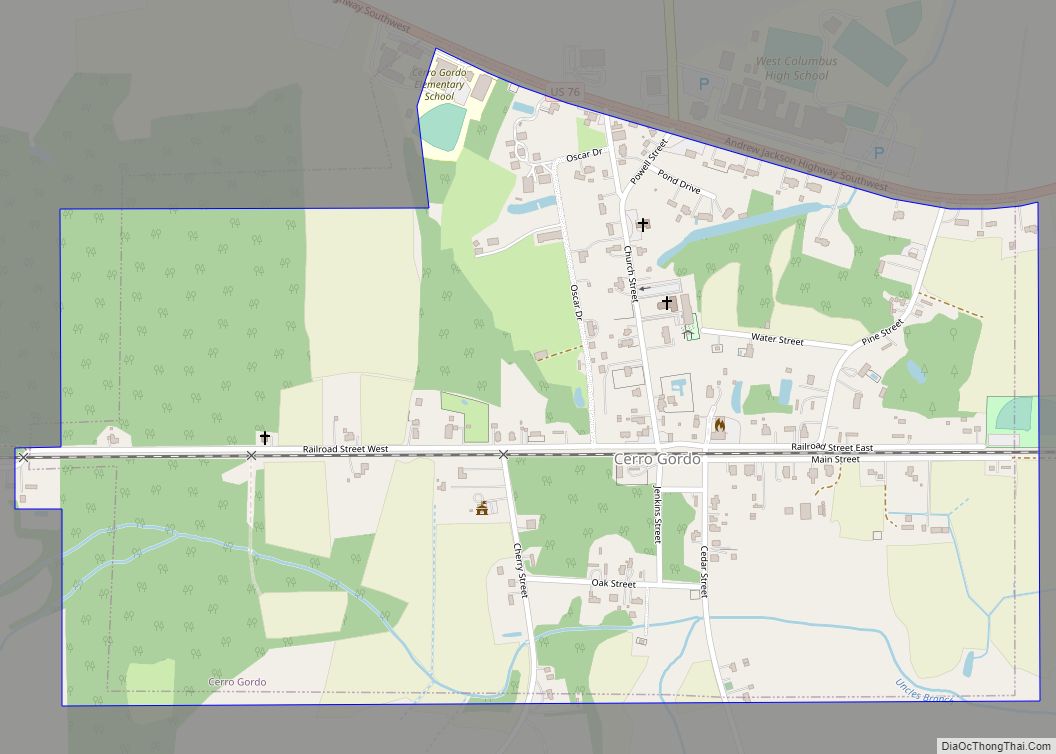 Map of Cerro Gordo town, North Carolina