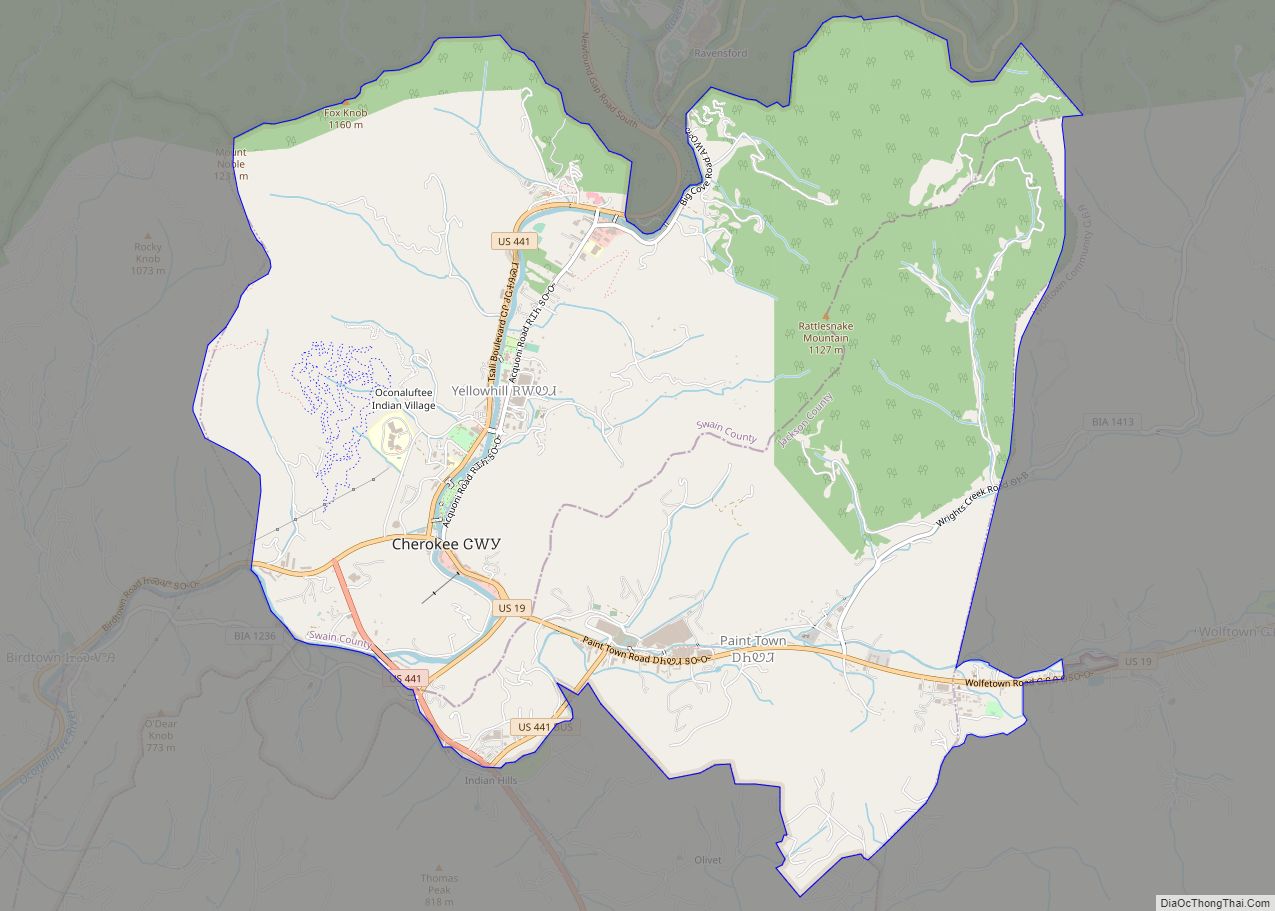 Map of Cherokee CDP, North Carolina