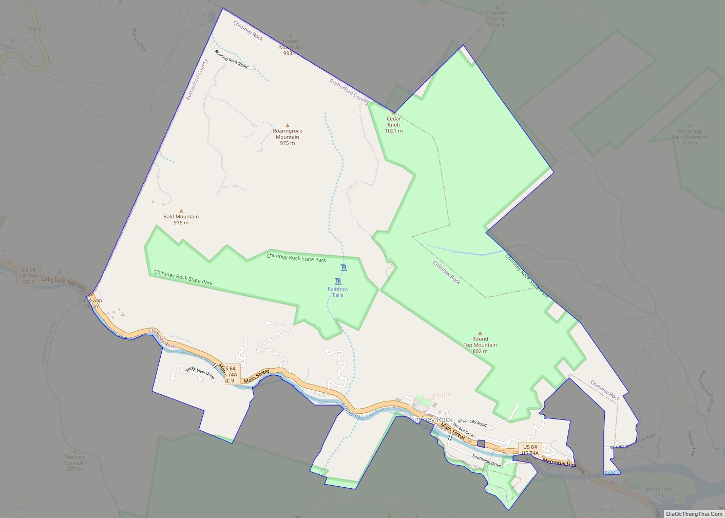 Map of Chimney Rock Village village