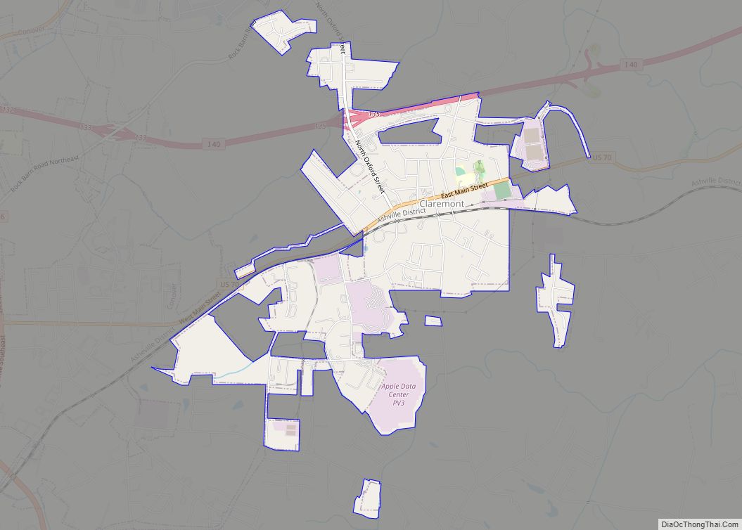 Map of Claremont city, North Carolina