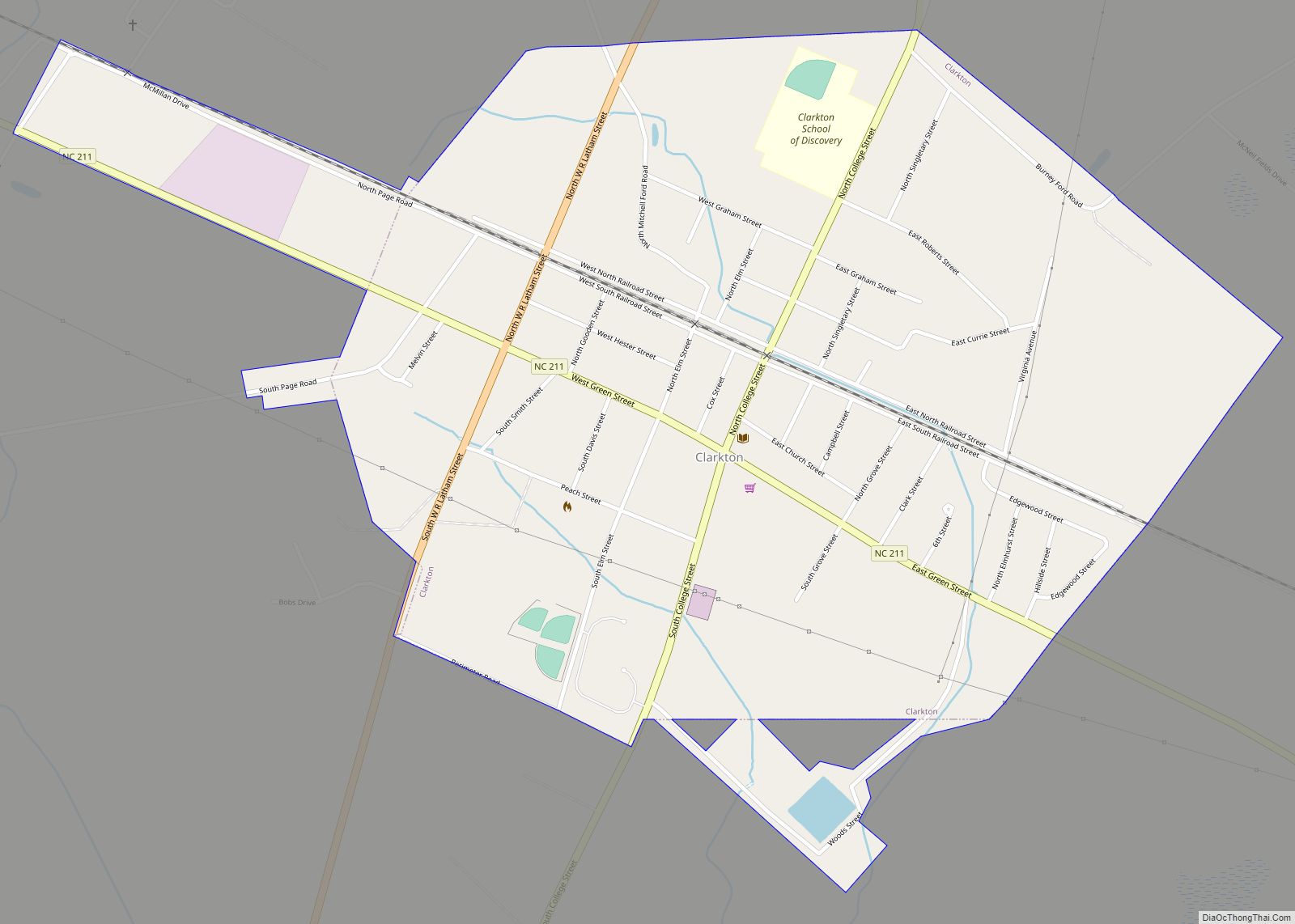 Map of Clarkton town, North Carolina