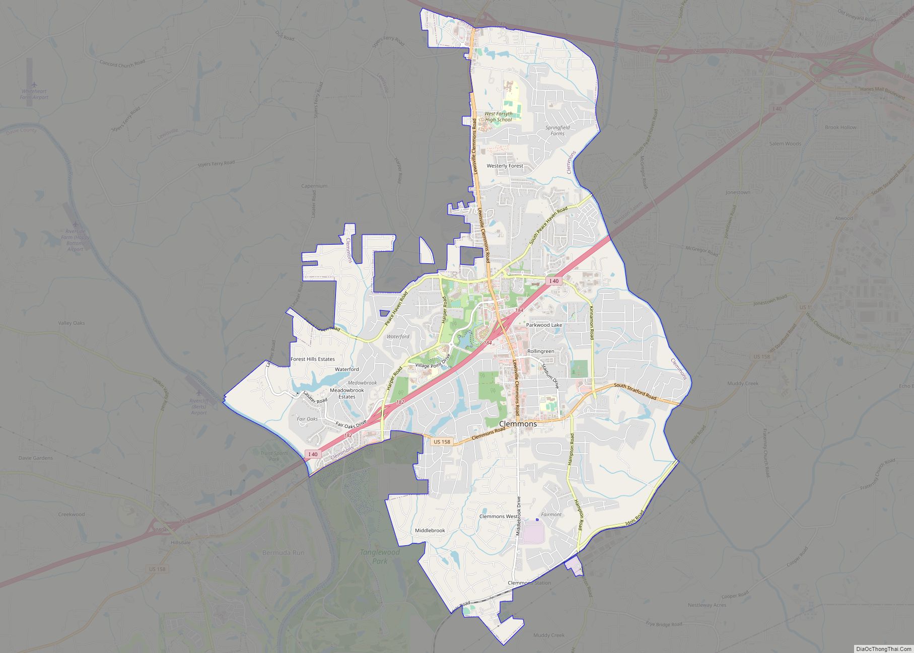 Map of Clemmons village