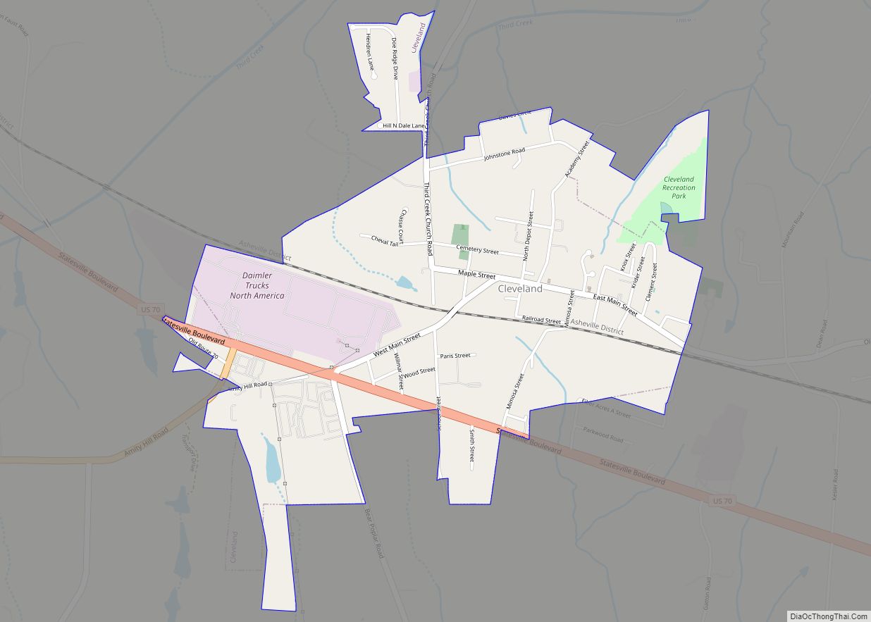 Map of Cleveland town, North Carolina