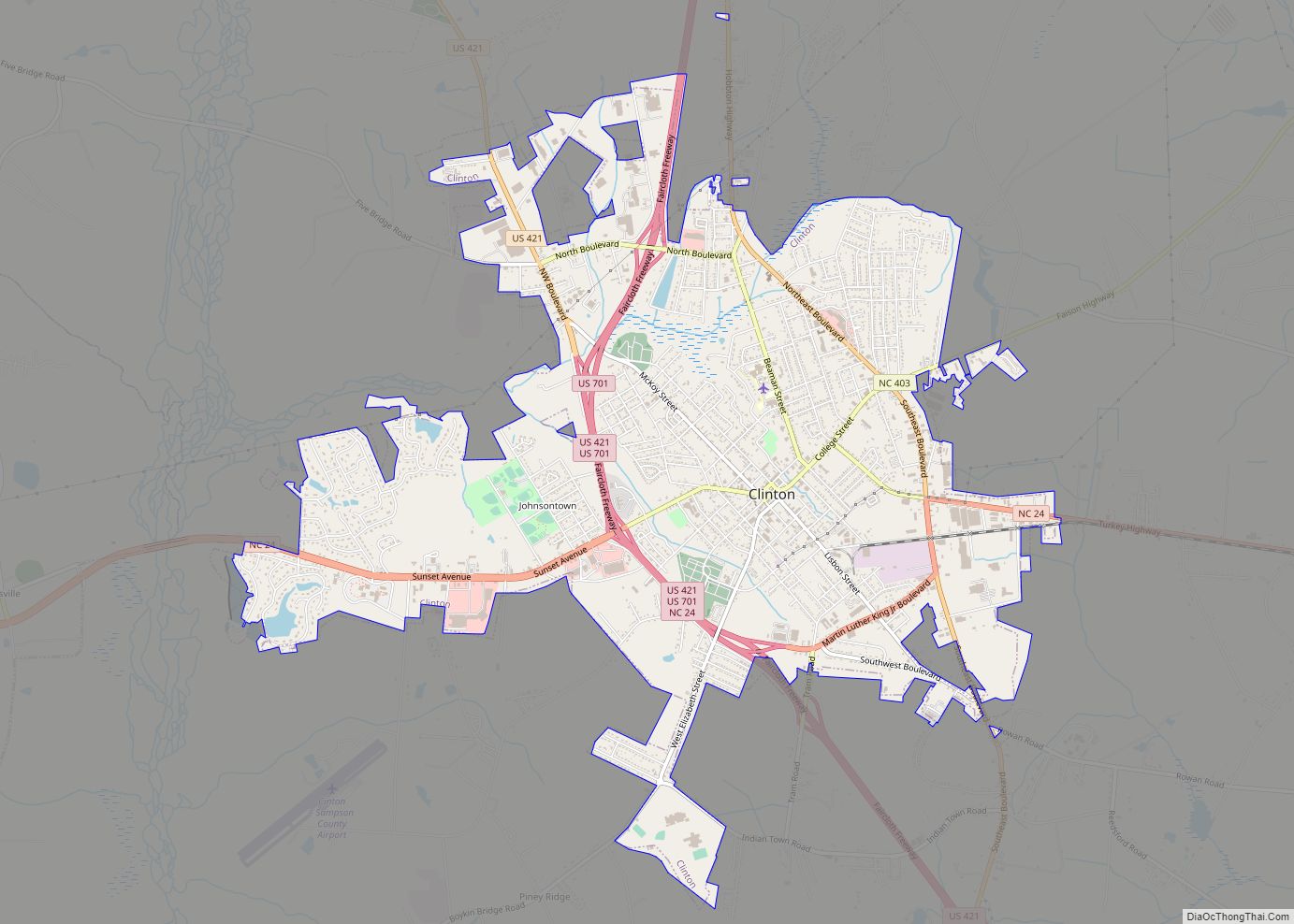 Map of Clinton city, North Carolina