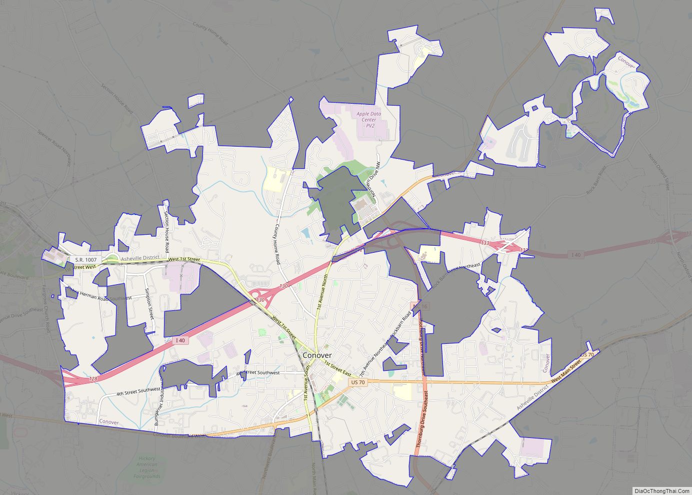 Map of Conover city