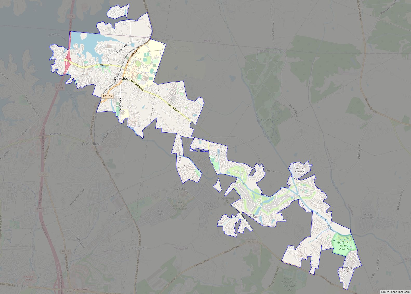 Map of Davidson town, North Carolina