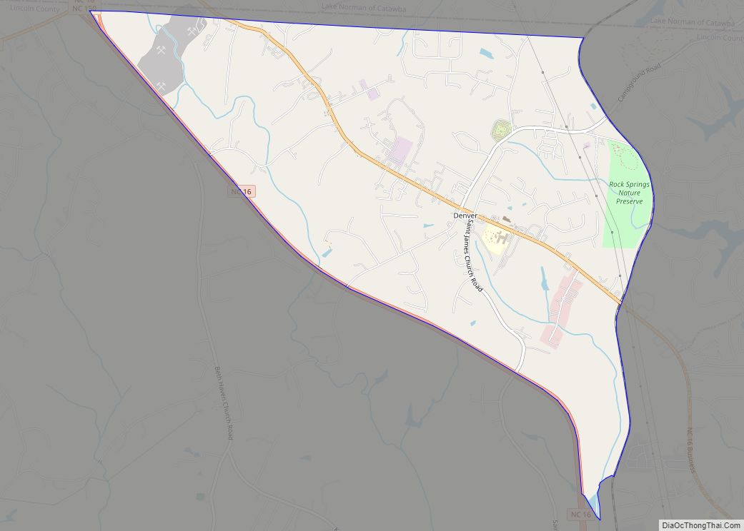 Map of Denver CDP, North Carolina