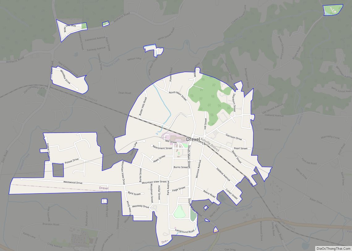 Map of Drexel town, North Carolina