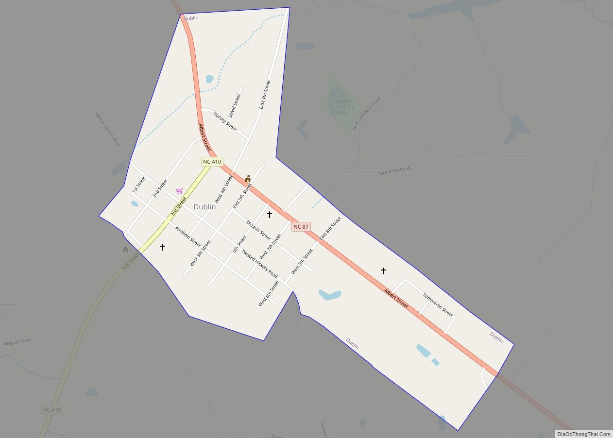 Map of Dublin town, North Carolina