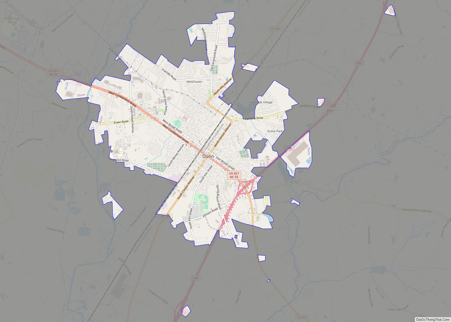 Map of Dunn city