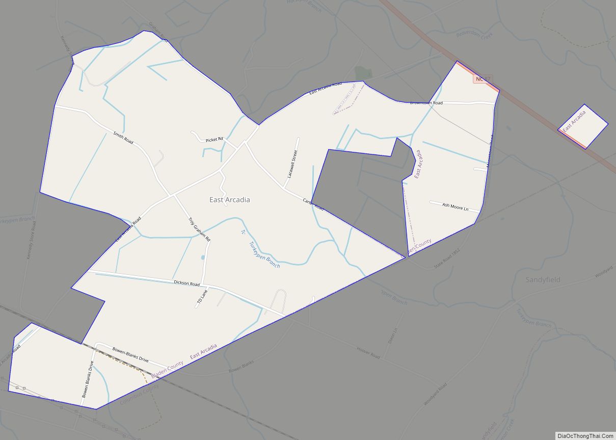 Map of East Arcadia town