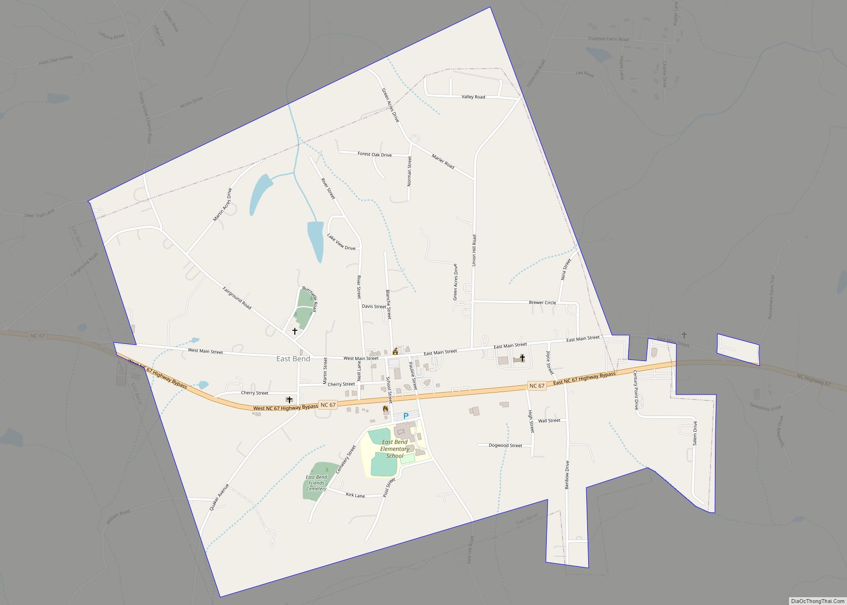 Map of East Bend town