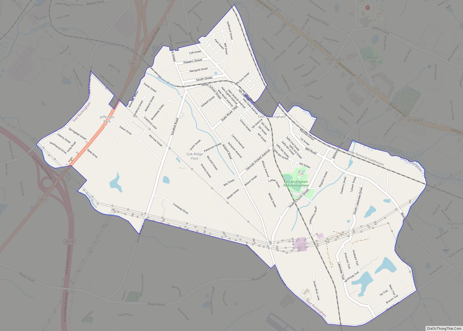 Map of East Rockingham CDP