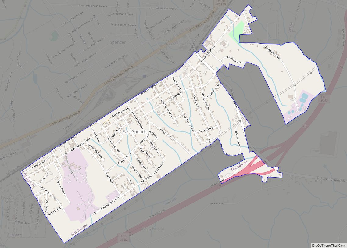 Map of East Spencer town